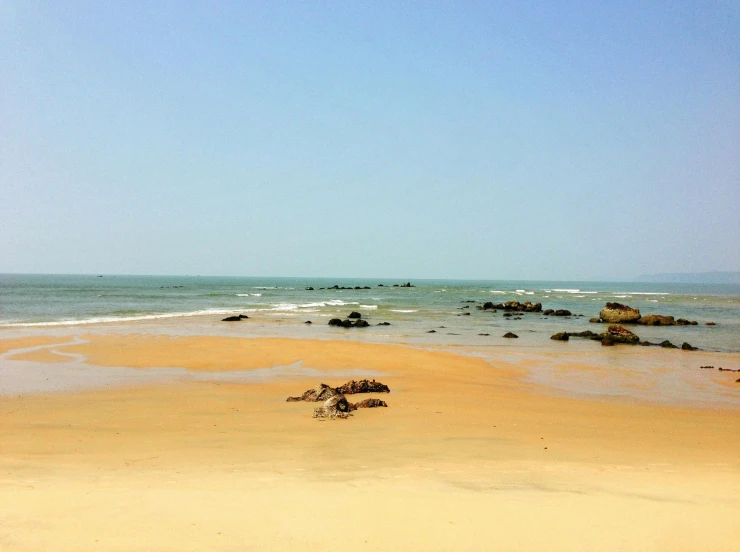 a beach filled with lots of water and rocks