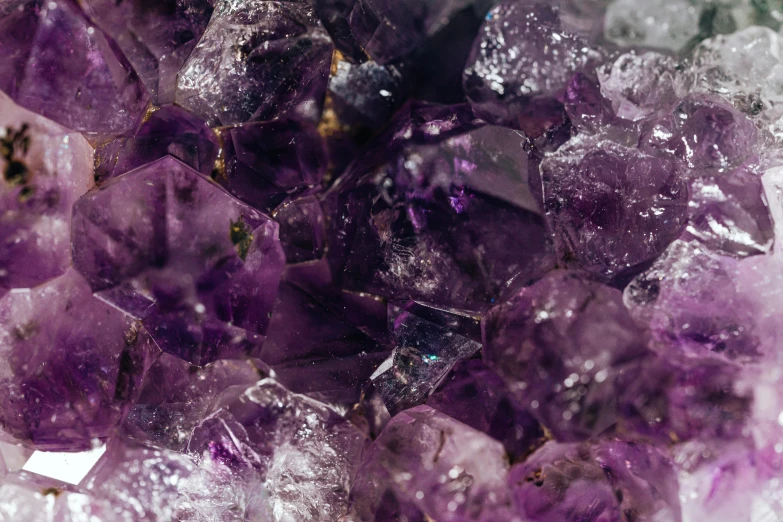 purple ice crystals surrounded by silver flakes