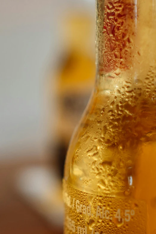 this is a close up view of a beer bottle