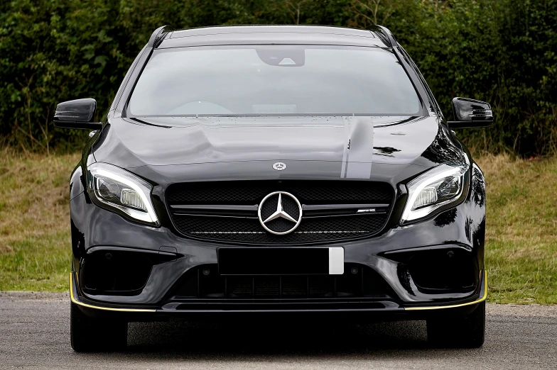 the front end of the mercedes cla with yellow lights