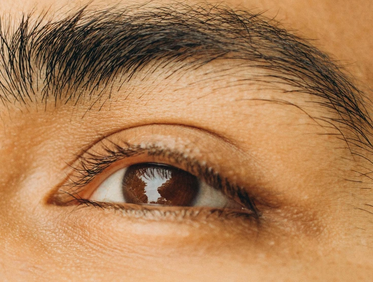 a brown man's eye with his hair around him