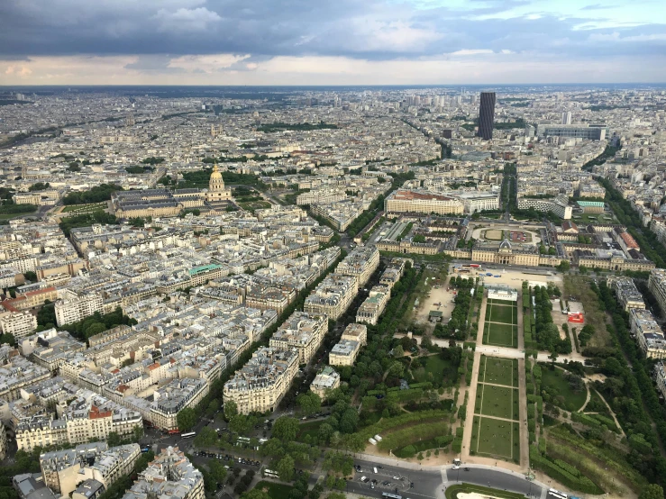 aerial view of paris from the air