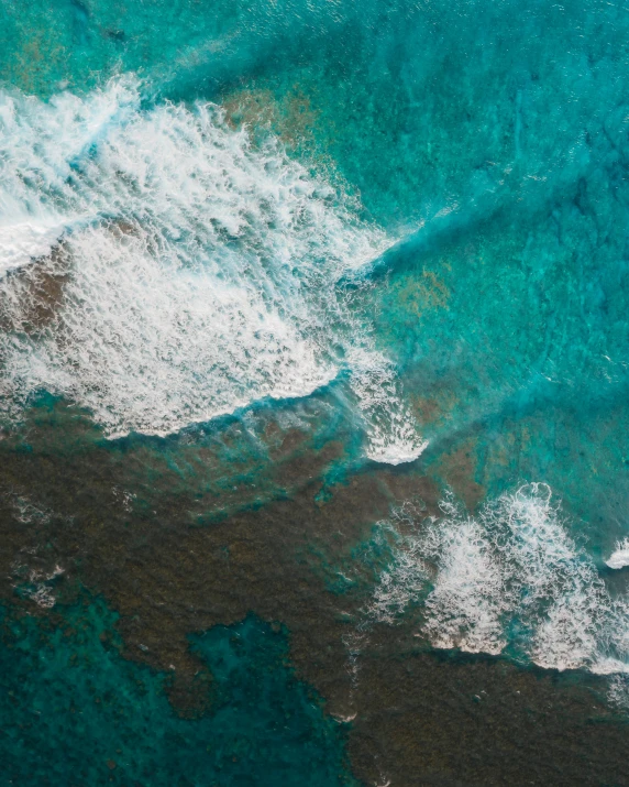 a very clear water view from above of the ocean