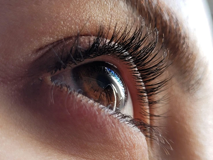 an open, very close up s of a woman's eyes with long lashes