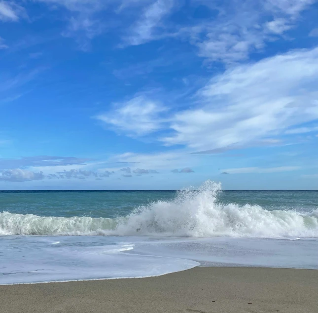 waves crashing in to shore on a beautiful day