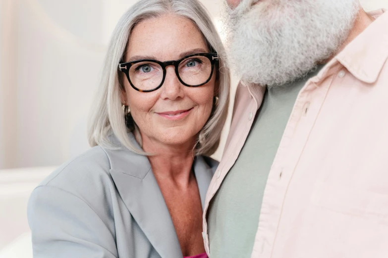 a man and woman pose for a po together