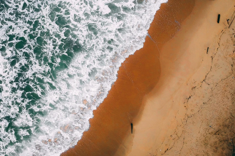 aerial view of beach in the day with person walking next to it