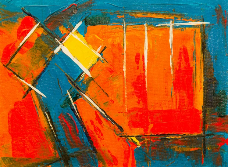 abstract art with orange, yellow and blue colors