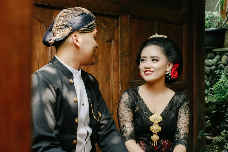 a beautiful asian bride next to a soldier