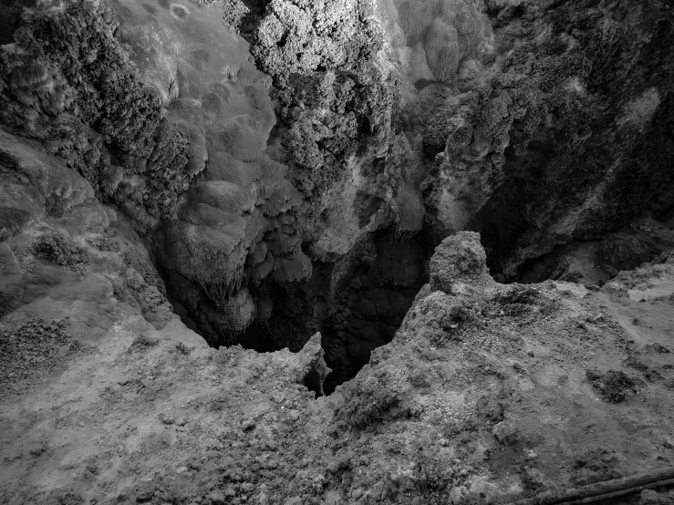 black and white pograph of the canyon walls