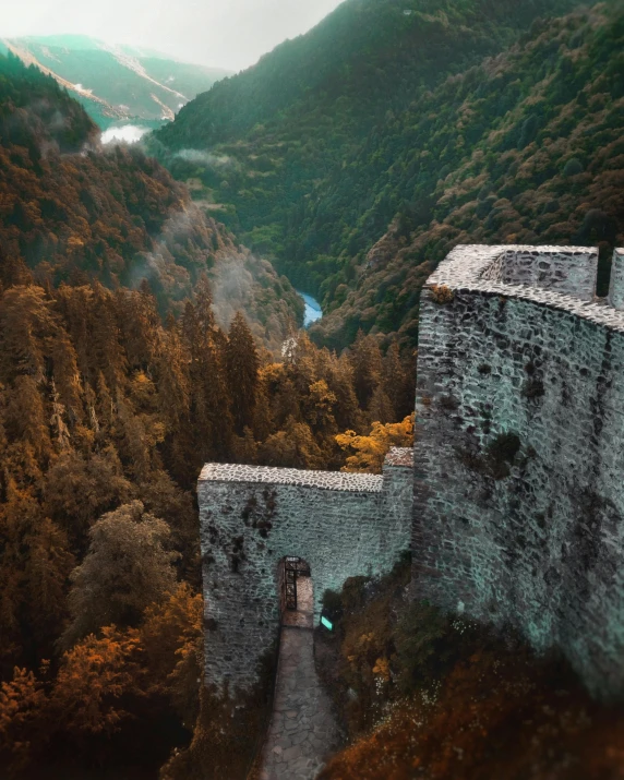 a castle that is built into the side of a hill