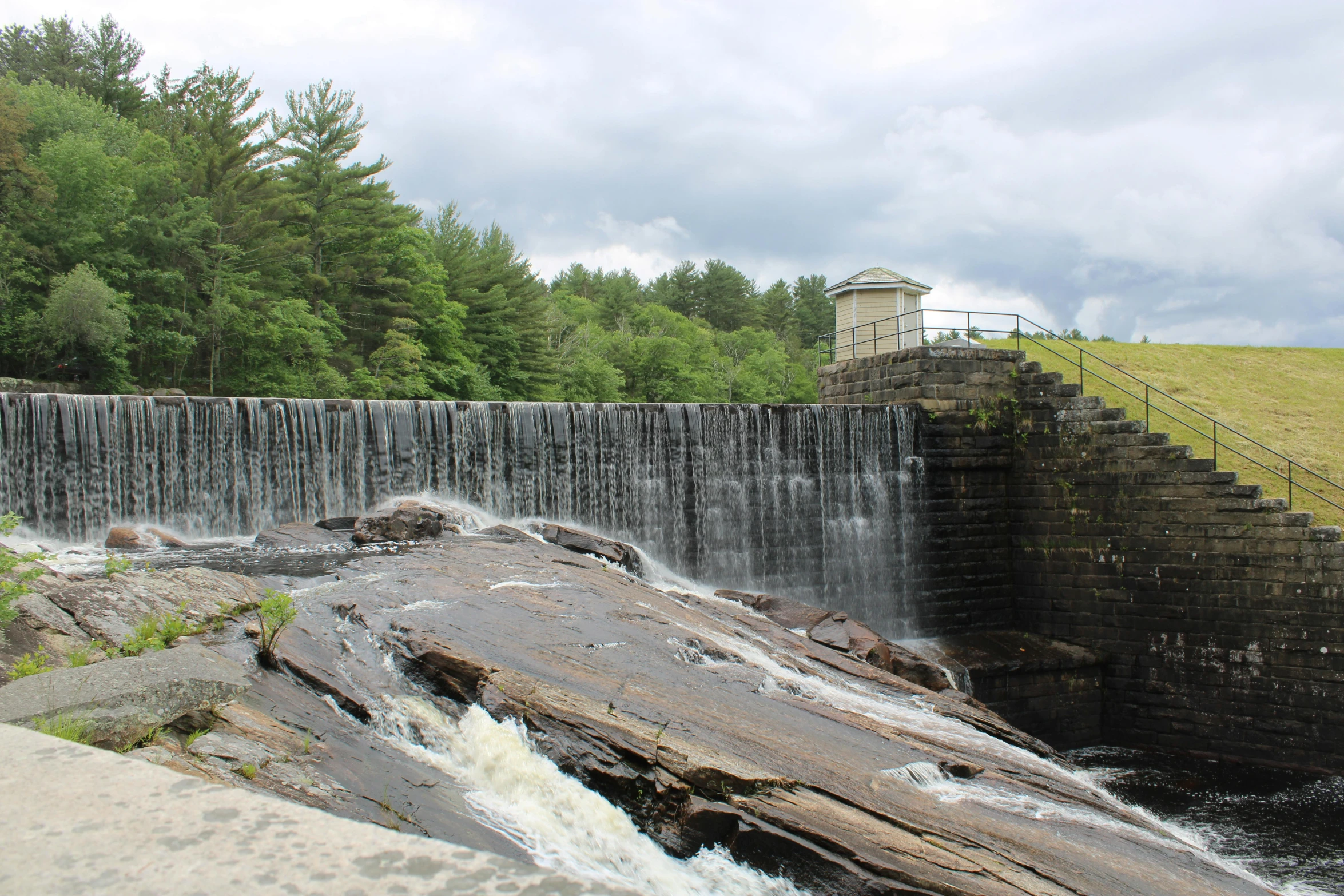 a river with a large dam on it