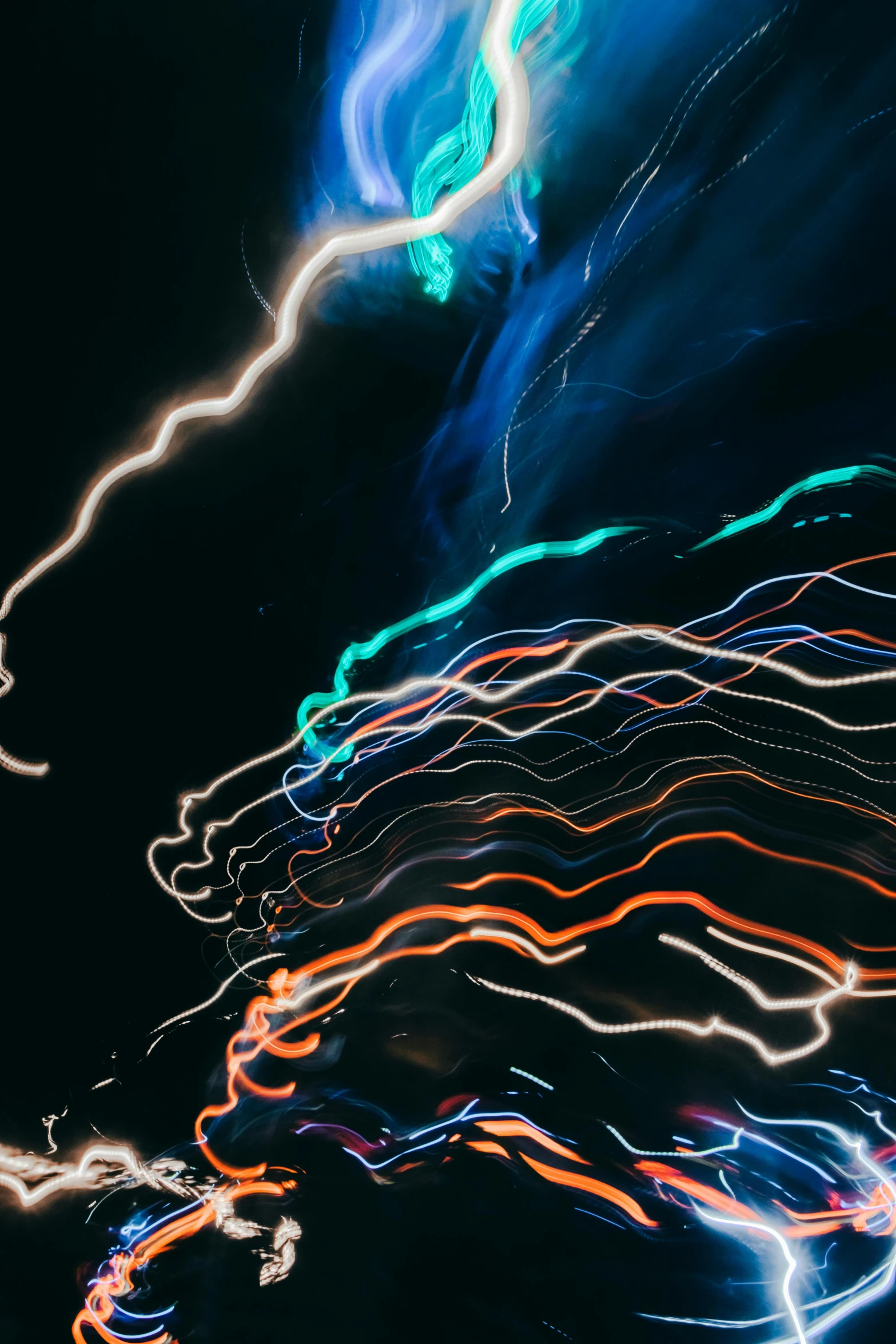 colorful motion blur of lights in the dark