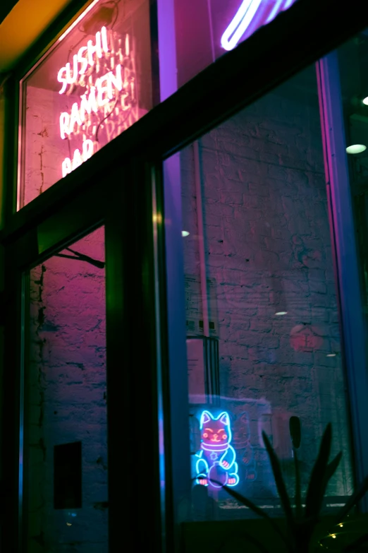 there is neon in the windows of this business