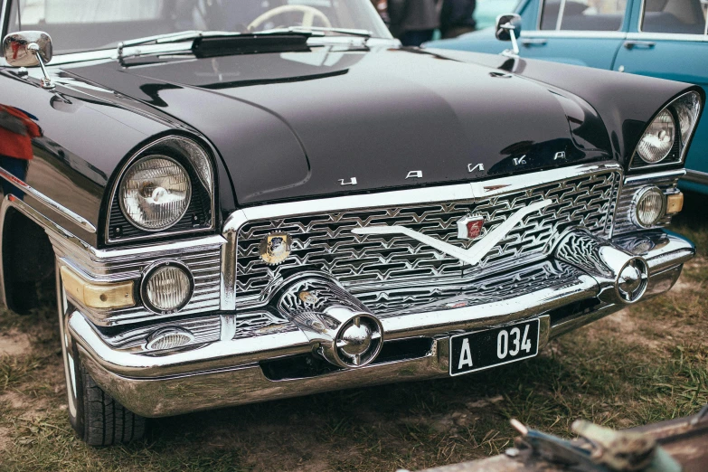 this is an image of an antique car at a car show