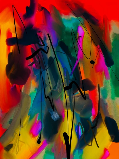 a painting of music notes with colorful colors