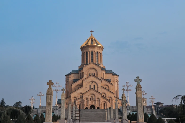 the large building has a domed tower