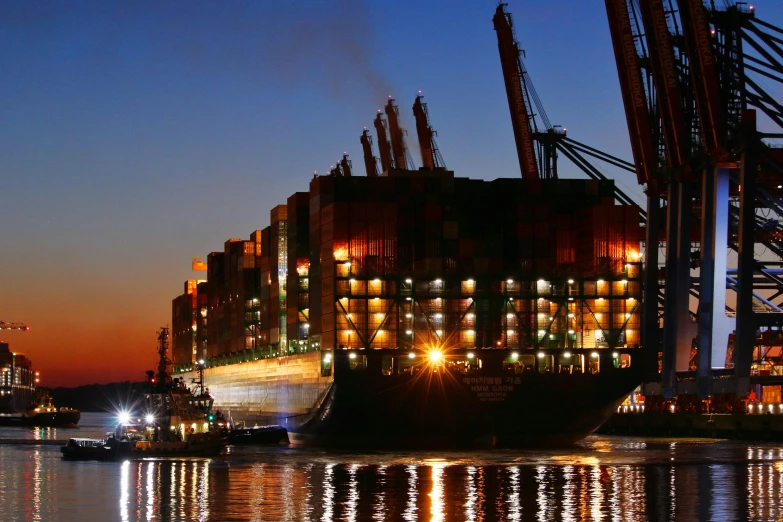 a big container ship sitting in the water