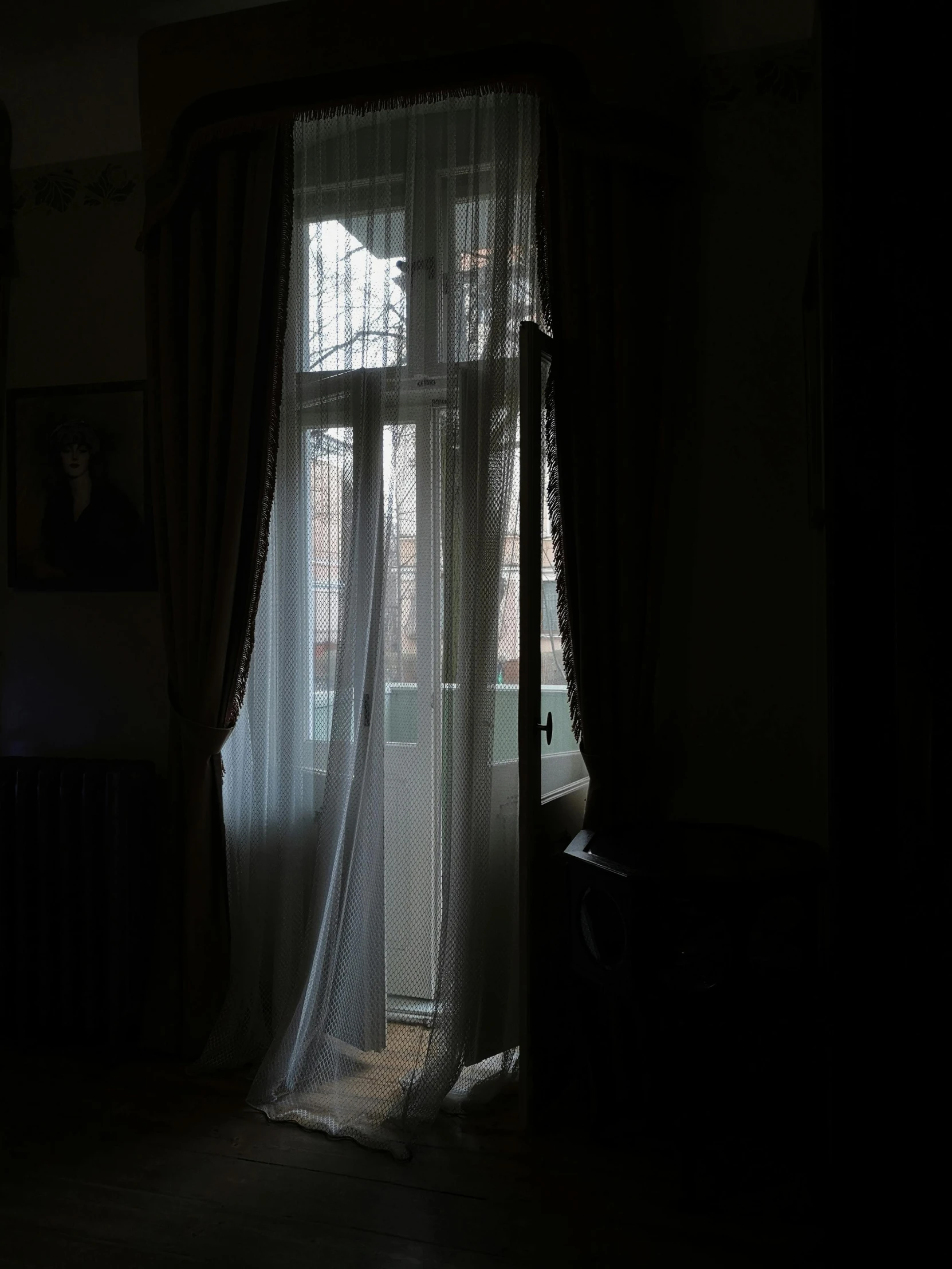 a bedroom scene with focus on the window