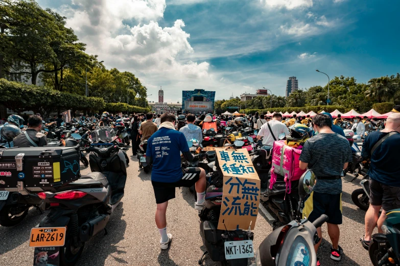 there are many people riding motorcycles together