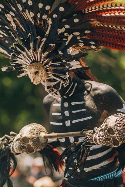 a traditional indian mask dance from the rainforest