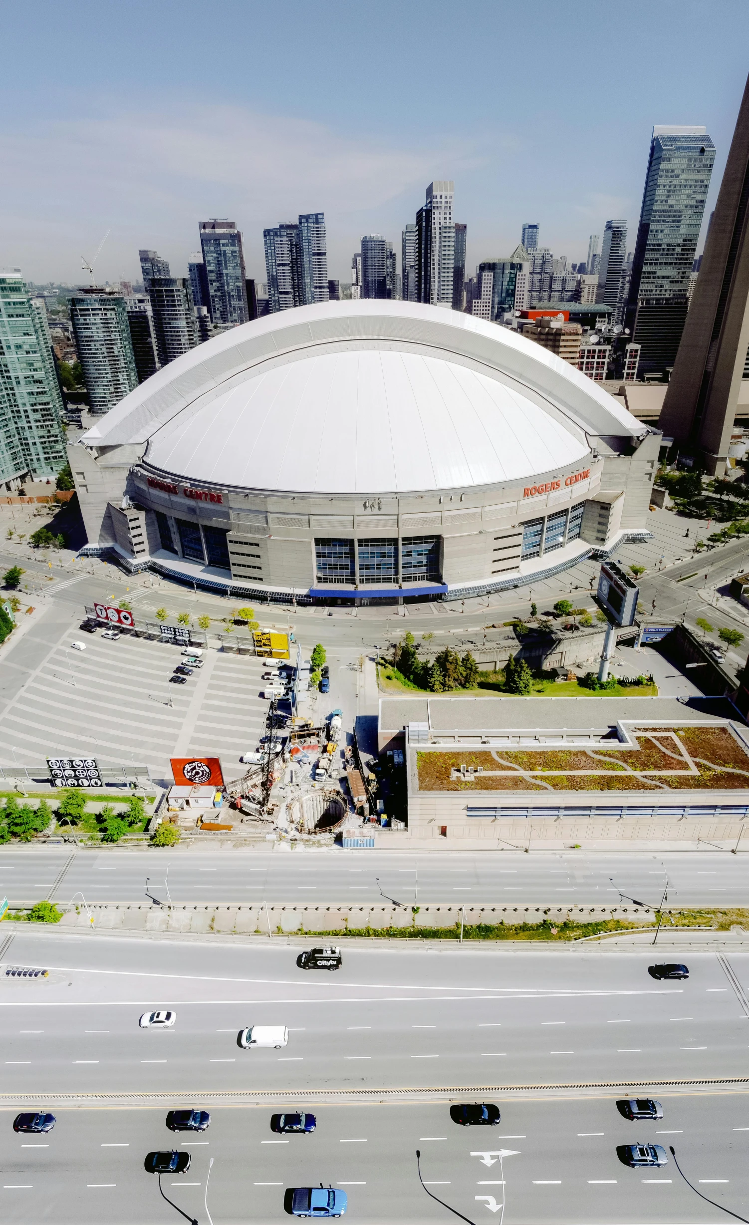 an aerial view of an outdoor concert center