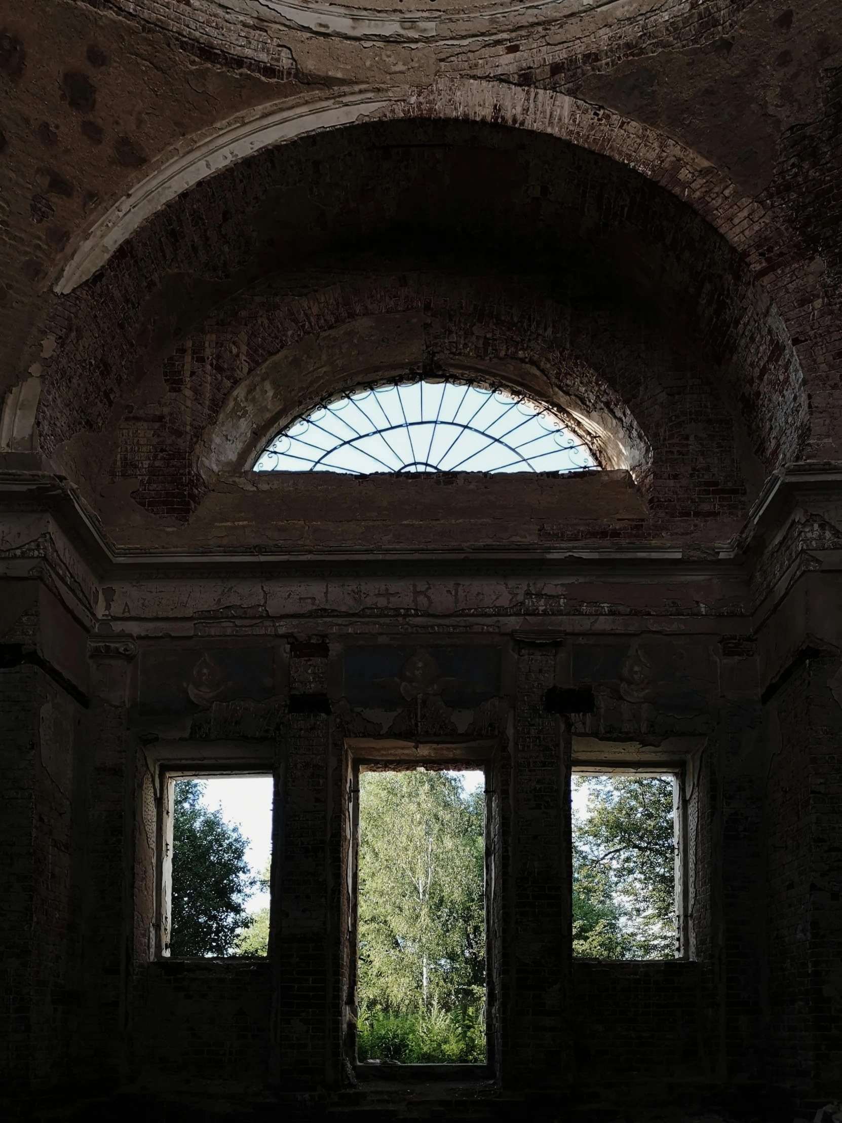 view of the top of the dome through two windows