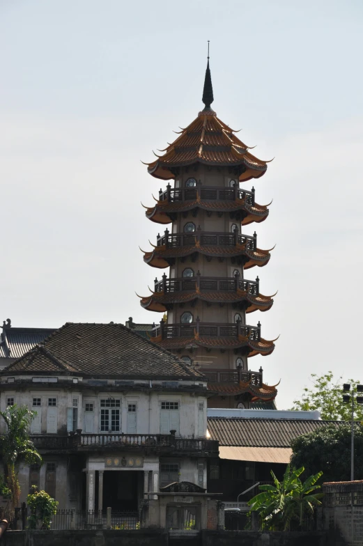 an old tall pagoda stands out in the sky