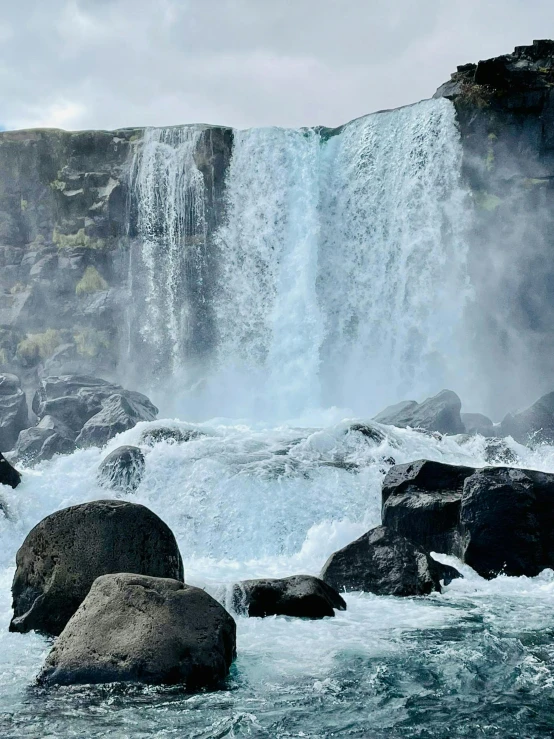 a waterfall with lots of water on it