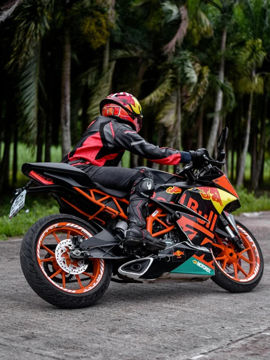 a motorcycle that is sitting in the street