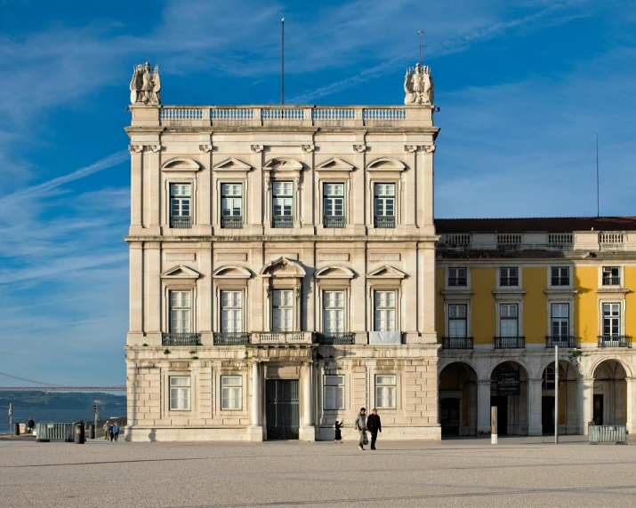 the old building has two towers on both sides