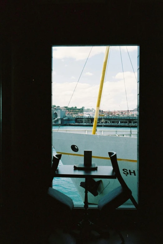 the view from inside a boat out to sea