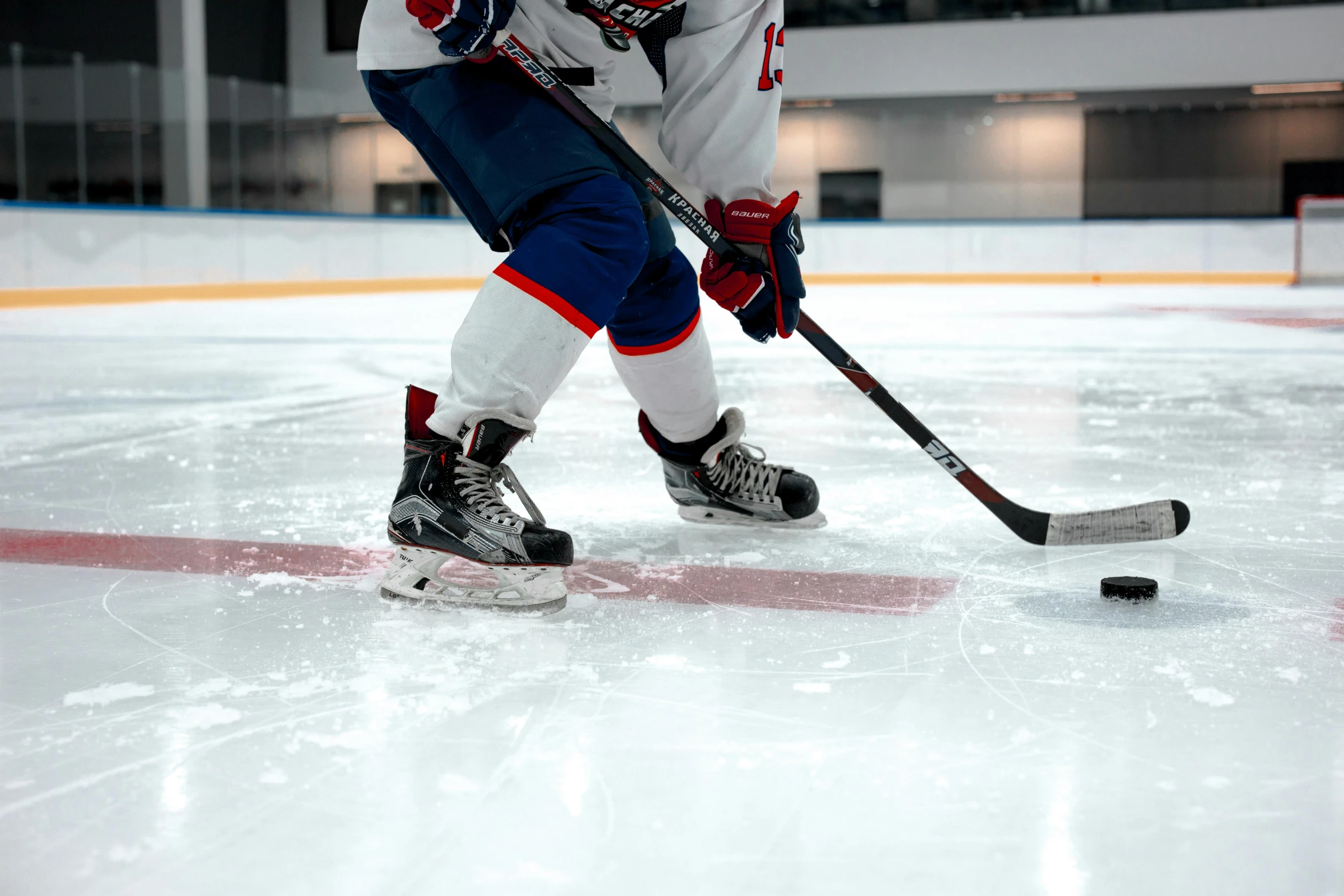 a hockey player in action on the ice