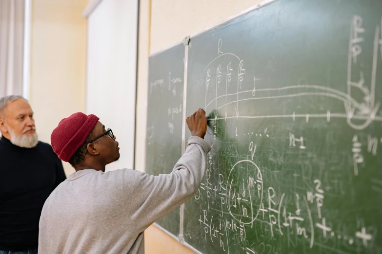 two people working with blackboards at the school