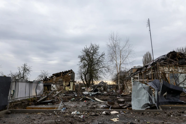 many different types and sizes of broken buildings