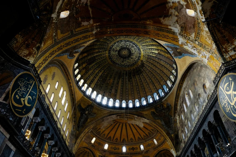 inside the interior of a very large and ornate building