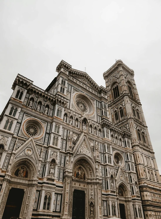 the ornate architecture is very unique against the sky