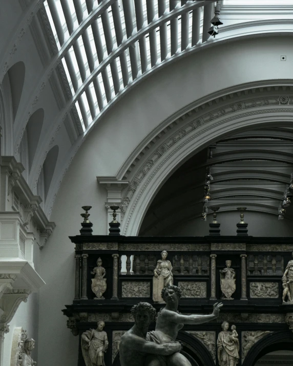 a statue in a room in a building