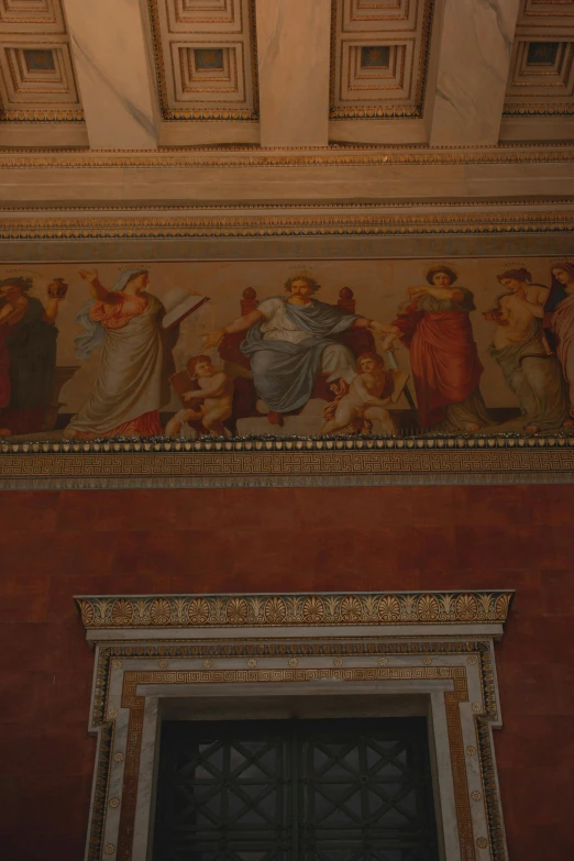 the interior ceiling, the ceiling is painted with a theme of classical painting