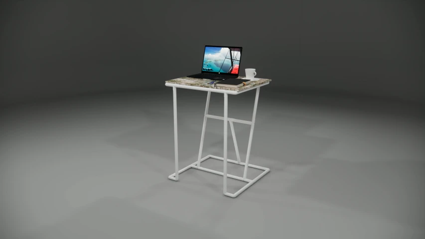 an art display of a laptop on a modern table