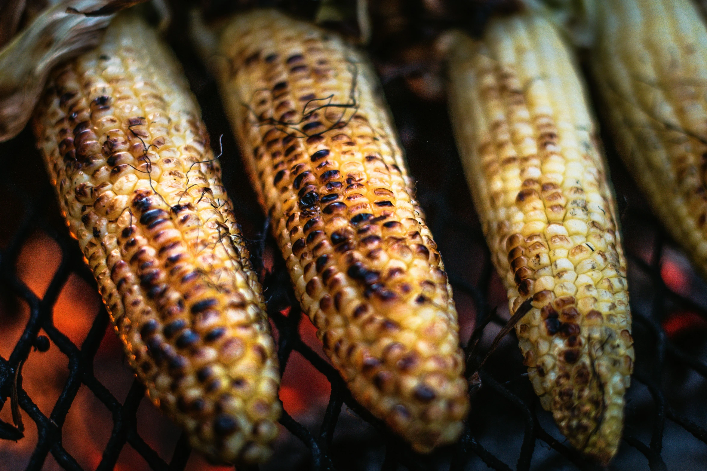 the grilled corn has black spots on it