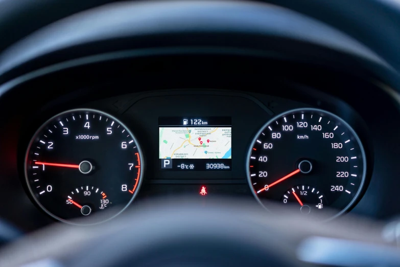 close up of the instrument in a car