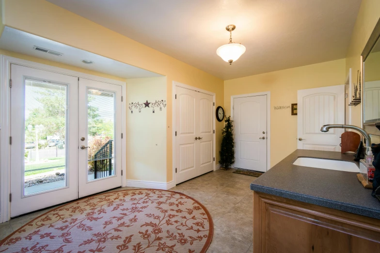 this house is clean and has two large french doors