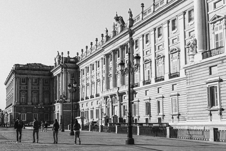 a vintage po of people walking in the street