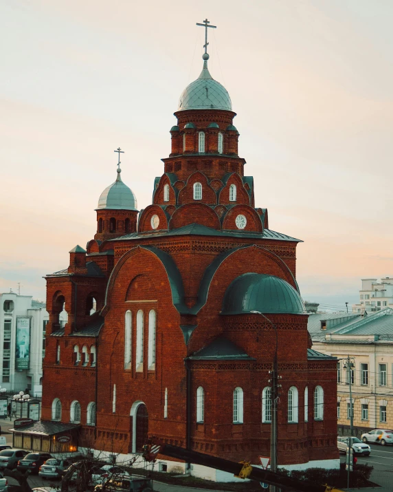 there is an old church building with towers