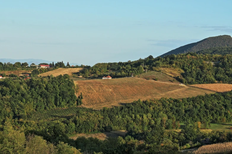 landscape of a wooded area with hills and trees