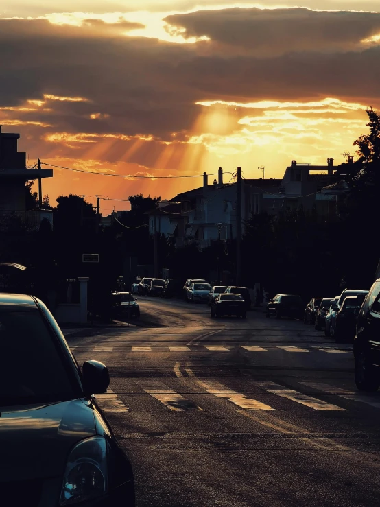 a car is sitting parked near the sun