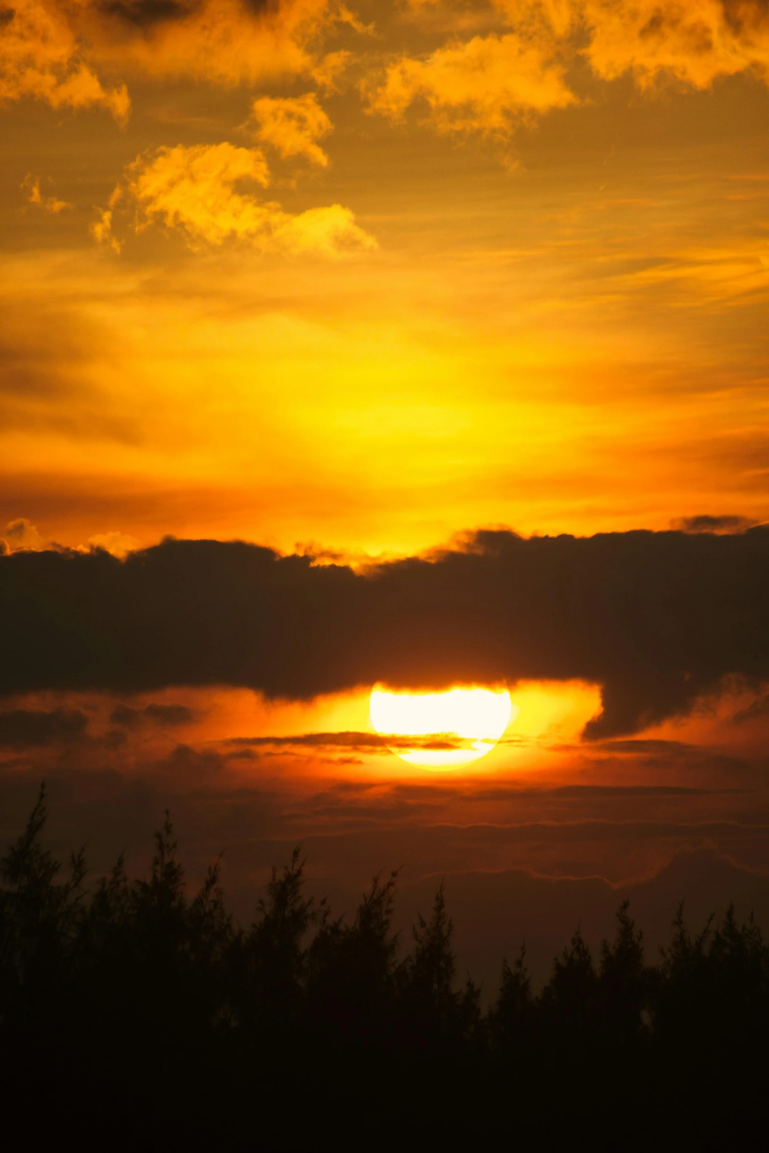 the sun setting over the clouds in the evening