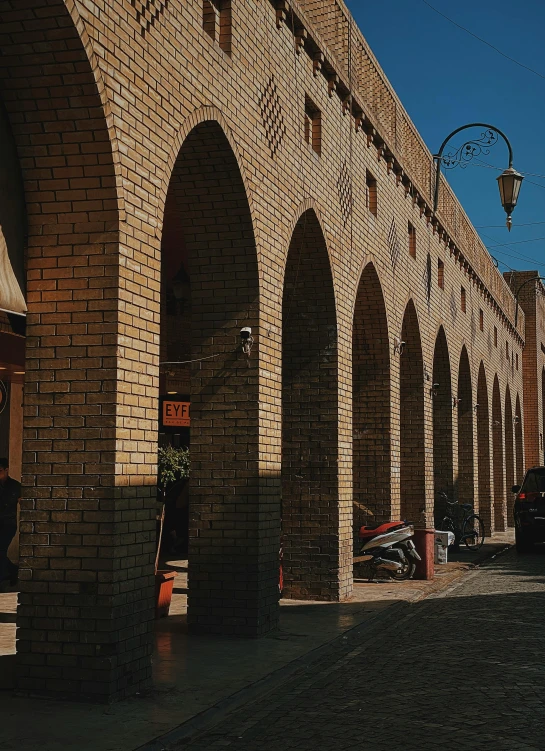 large brick arches and arches on a city street