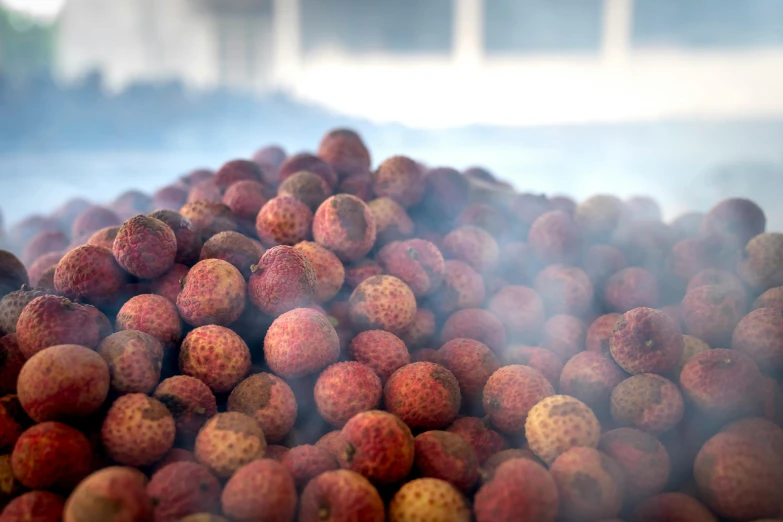 a pile of food with smoke coming out of it